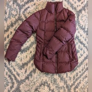 Athleta Downtown Quilted Down PufferJacket - Burgundy